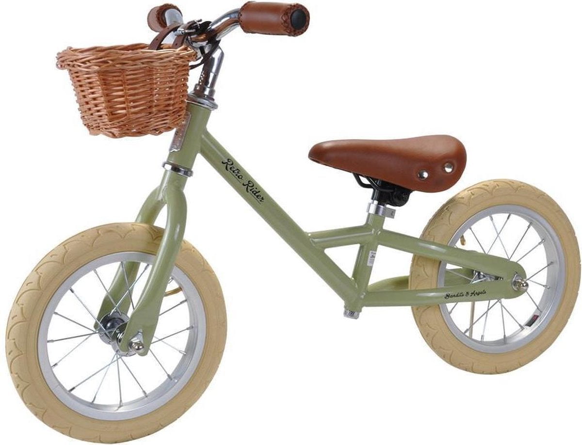 Bandits & Angels loopfiets Retro Rider groen met mandje (8719558084111)