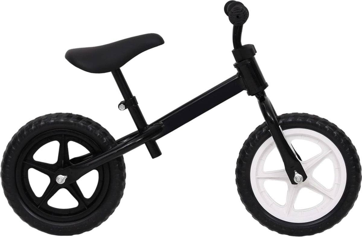 Loopfiets Zwart 10 inch | Stevig stalen frame | Fiets - Tweewieler | Verstelbaar zadel - Ergonomische fietshandvatten| 73 x 38 x 54 cm | Speelgoed - Kids - Kinderen - Verjaardag - Cadeau - Sinterklaas - Kerst (6095926472493)