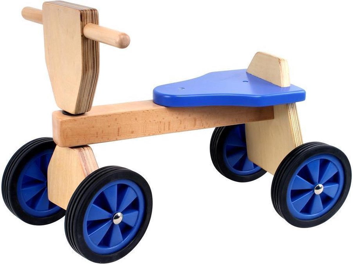 Playwood Loopfiets - Vierwieler - Blauw - Hout (8717255010549)