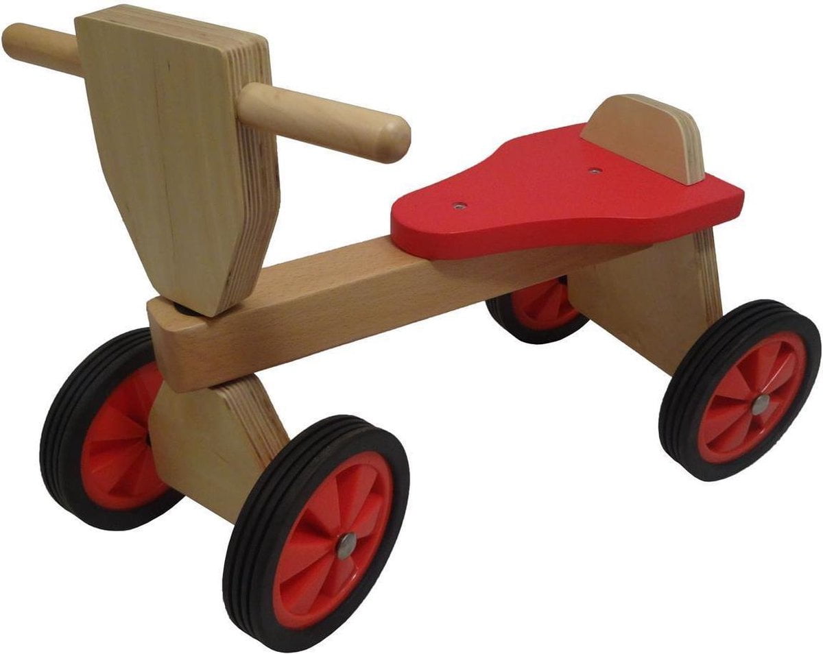 Playwood Loopfiets - Vierwieler - Rood - Hout (8717255010556)