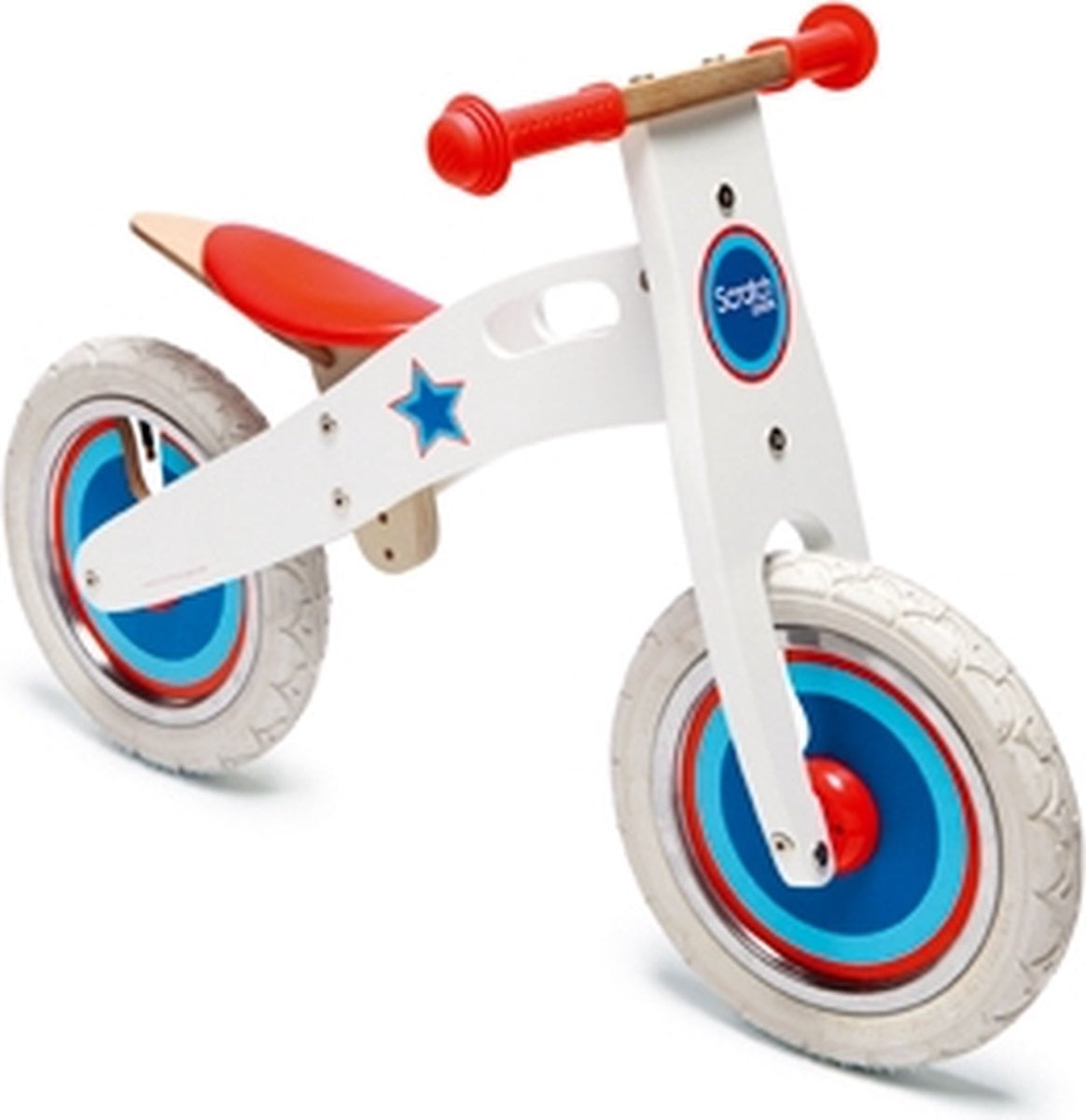 Scratch - Balance Bike L - Wit met ster - Houten loopfiets (5414561814351)