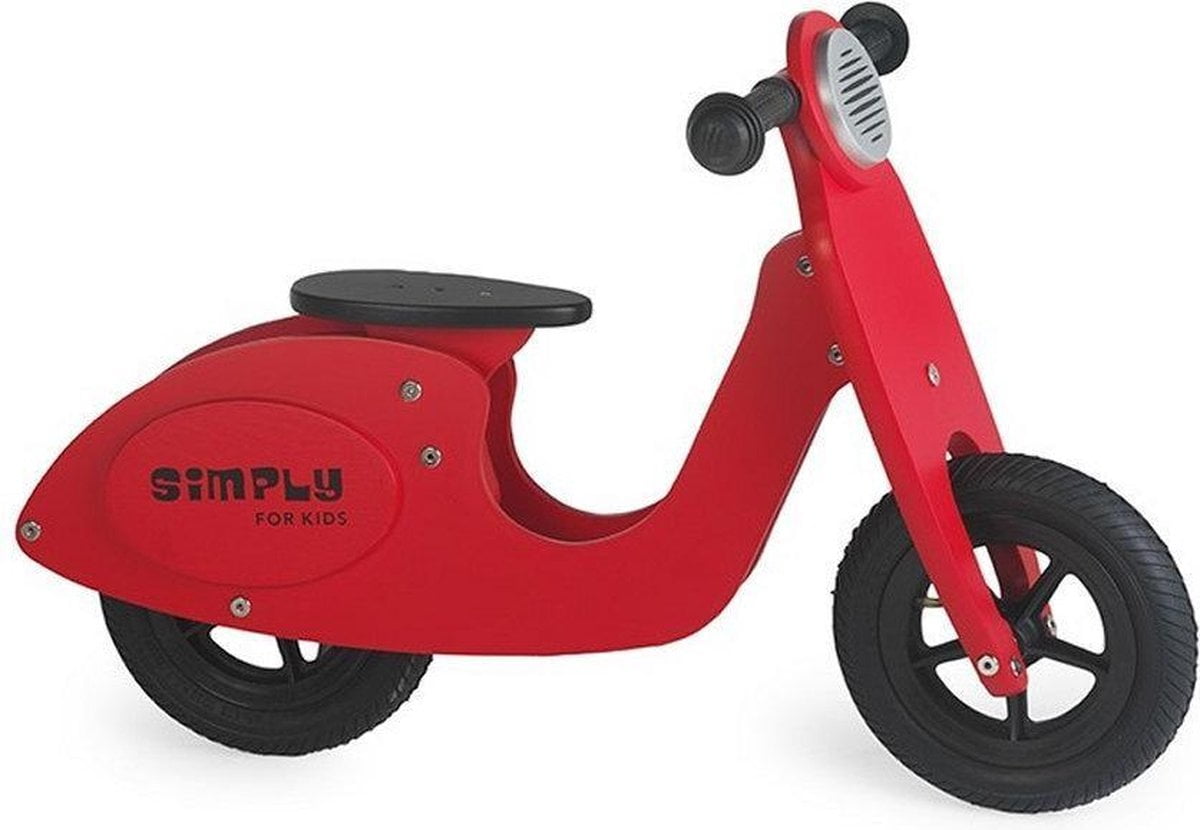 Simply Houten Loopfiets scooter - Rood (8717278832920)