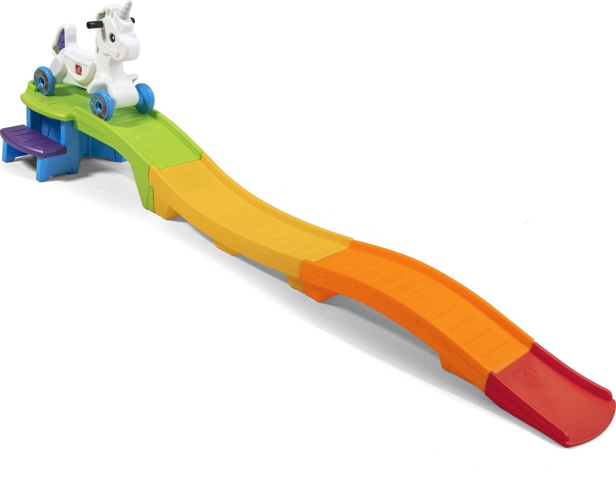 Step2 Up & Down Roller Coaster Unicorn Speelgoed Achtbaan - Kinderachtbaan met eenhoorn loopauto - 2,74m achtbaan voor kinderen met speelgoed auto (0733538493791)