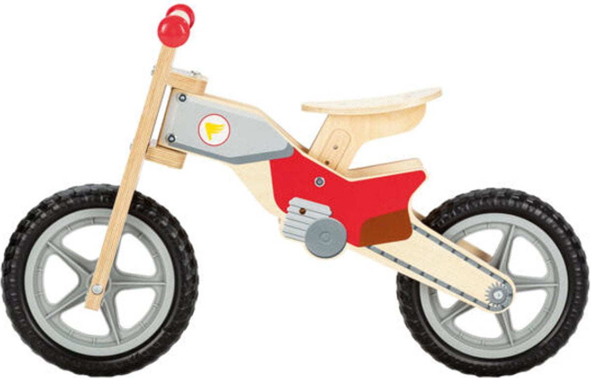 Playtive Loopfiets - Houten speelgoed motor - Kinderfietsje hout - Balance bike crossmotor - 78.5 x 48.5 x 32.5cm (9502234743681)