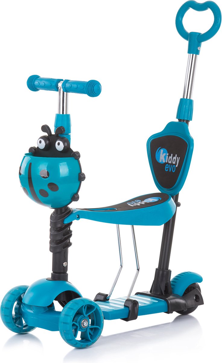 Chipolino Kiddy Evo Step - Step met zitje en duwstang - 3 wielen - 3 in 1 - Kinderscooter met LED wielen - Blauw (6090939847801)