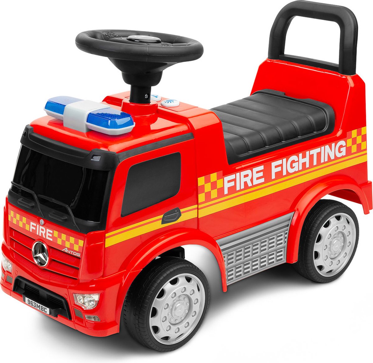 Mercedes Brandweer loopauto Fire truck looptrainer licht- en geluidssignalen Red (5908310388663)