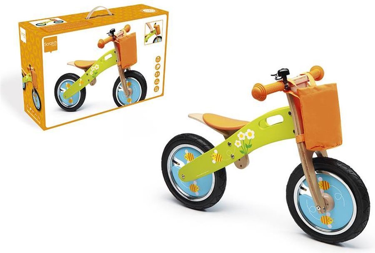 Scratch Loopfiets Hout Bloemetjes en bijtjes (5414561814115)