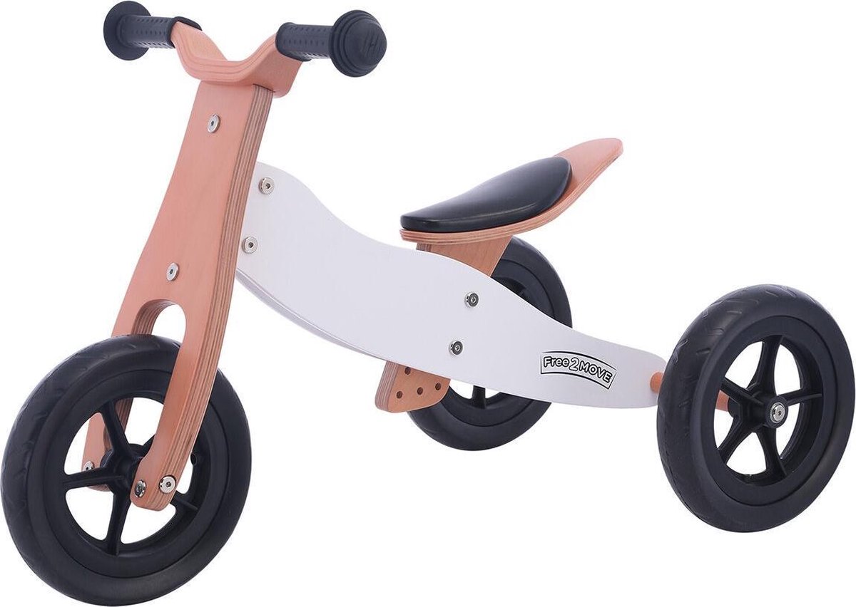 Free2Move 2 in 1 Loopfiets - Driewieler - Balance Bike - Brown-White (3830075042868)