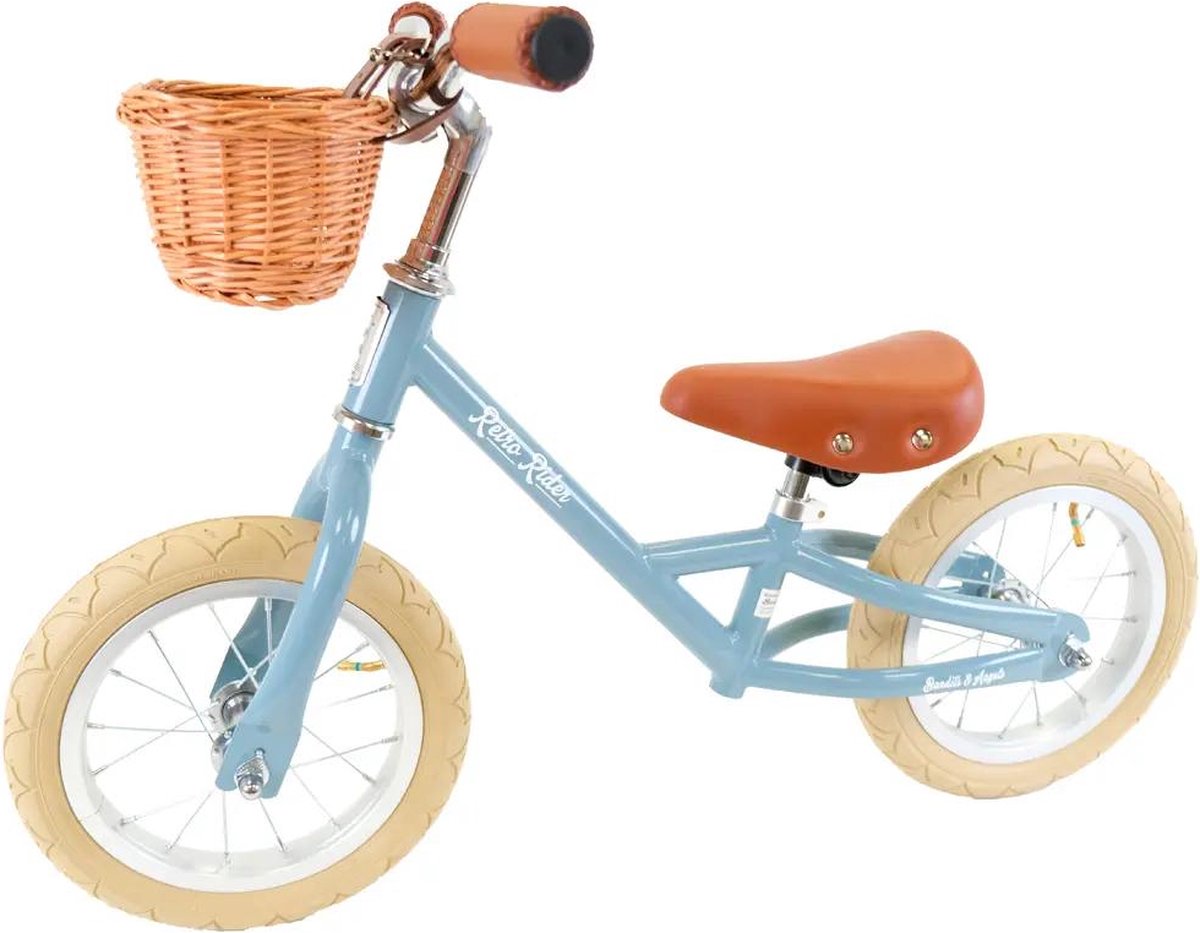 Bandits & Angels loopfiets Retro Rider petrol blue met mandje - 2.5 jaar - jongens - metaal - blauw (8719558087747)