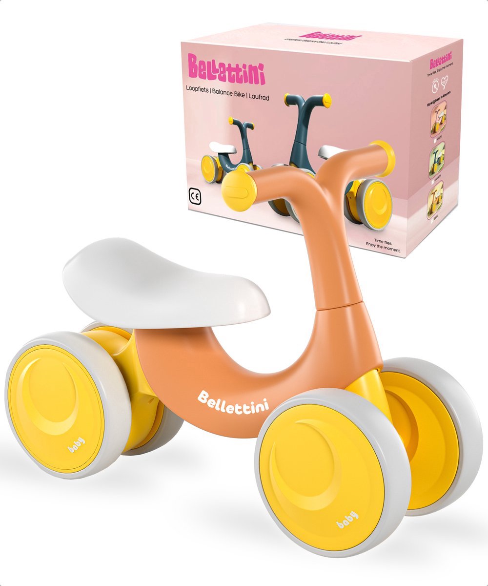 Bellettini® Loopfiets - Speelgoed 1 jaar t/m 3 jaar - Jongens en Meisjes - Voor binnen en buiten - Oranje (8720726108034)