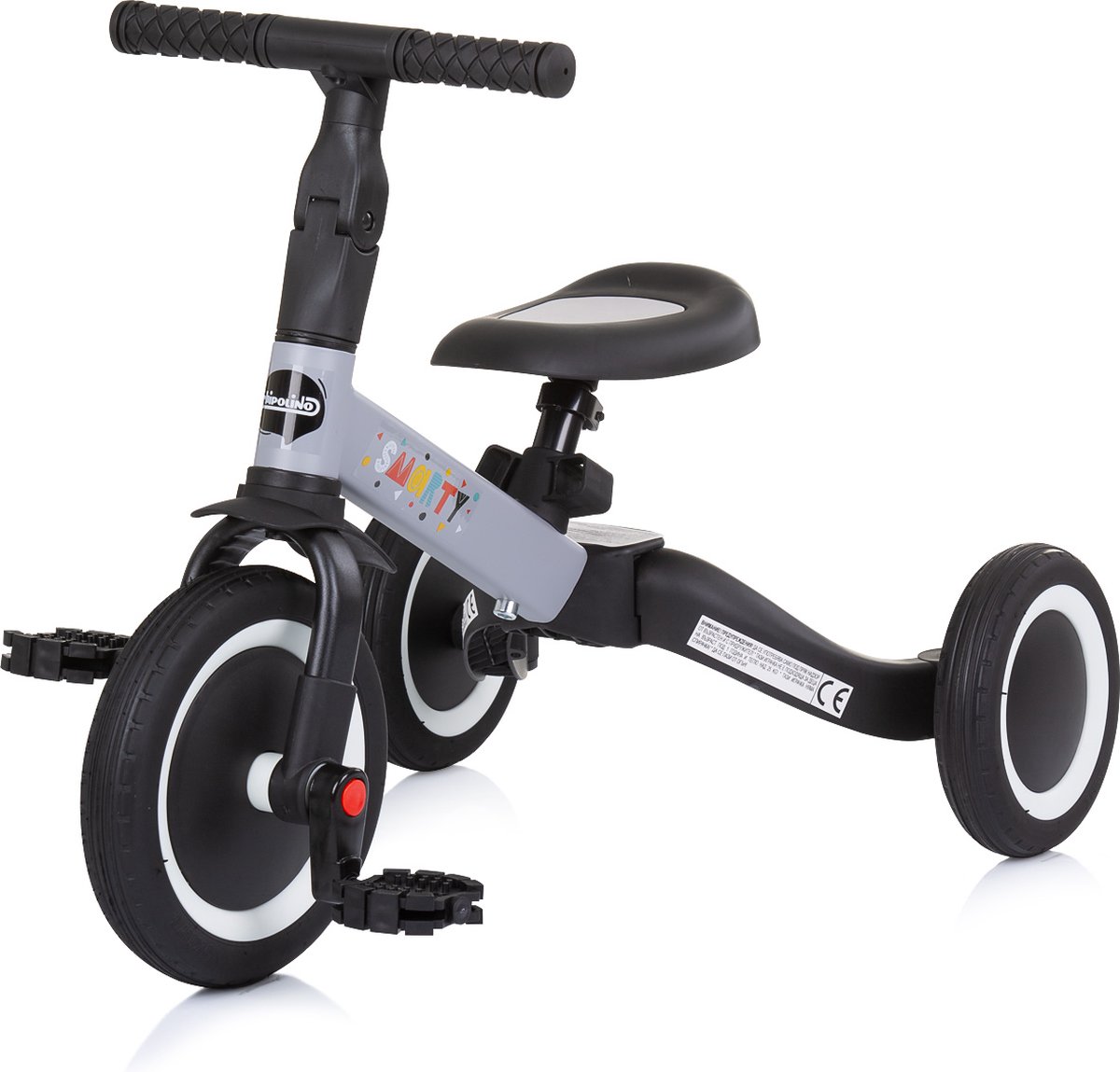 Chipolino Driewieler Smarty - 2 in 1 - Loopfiets - Rubberen banden - Vanaf 12 maanden - Grijs (3800931054601)