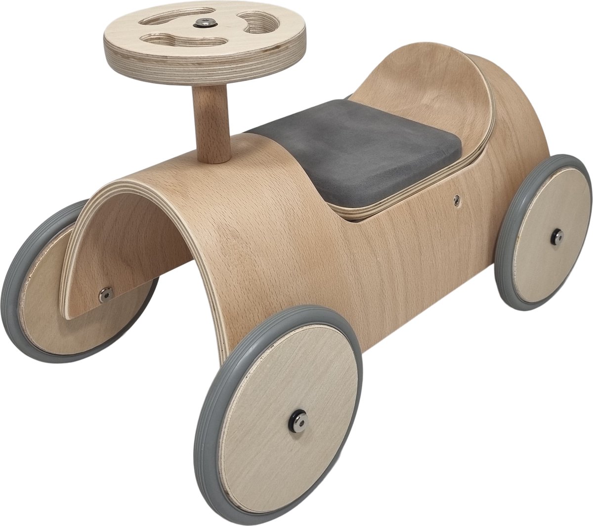 Playwood-Houten loopauto blank gelakt , naturel (8719348012898)