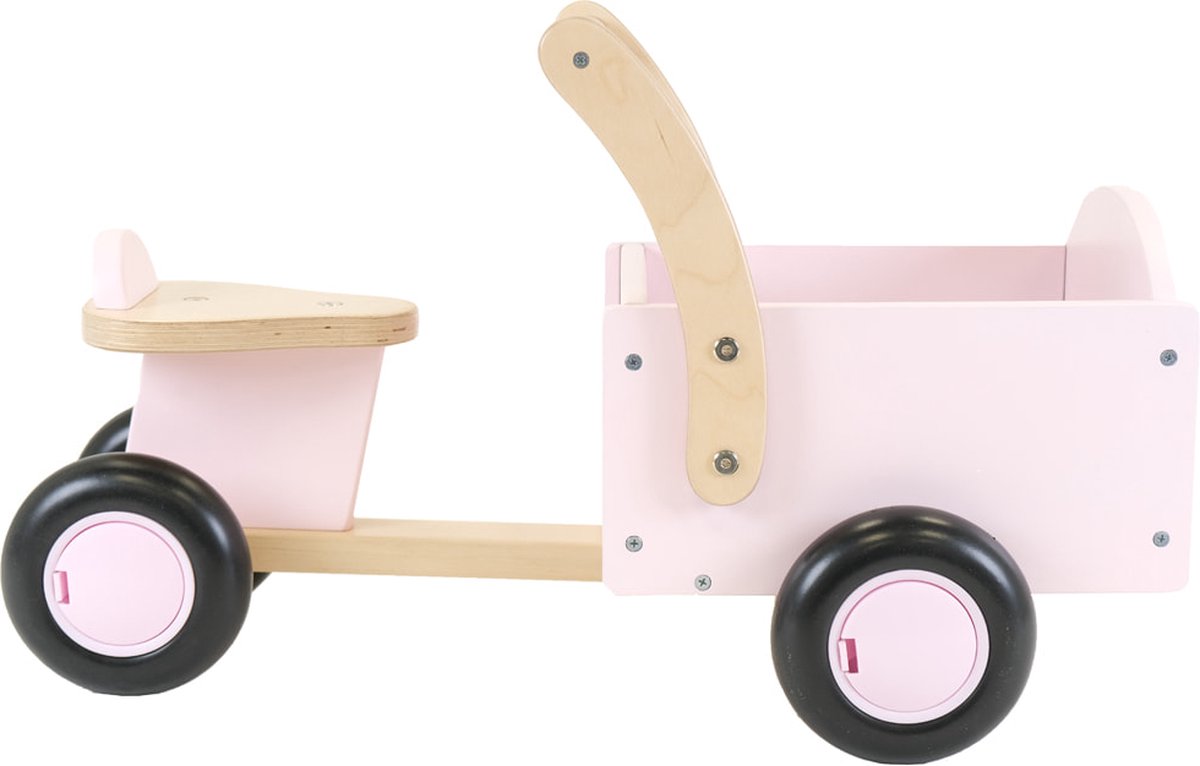 Bandits & Angels loopfiets bakfiets Little Rider retro pink - 1 jaar - meisjes - hout - roze (8719558087556)