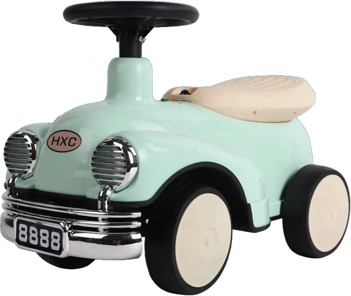 Buxibo Retro Loopauto | Loopwagen voor Jongens & Meisjes | 1-3 jaar | Duurzaam | Veilig | Stimuleert Motorische Vaardigheden | Groen - 58x29x38cm (8720701735194)