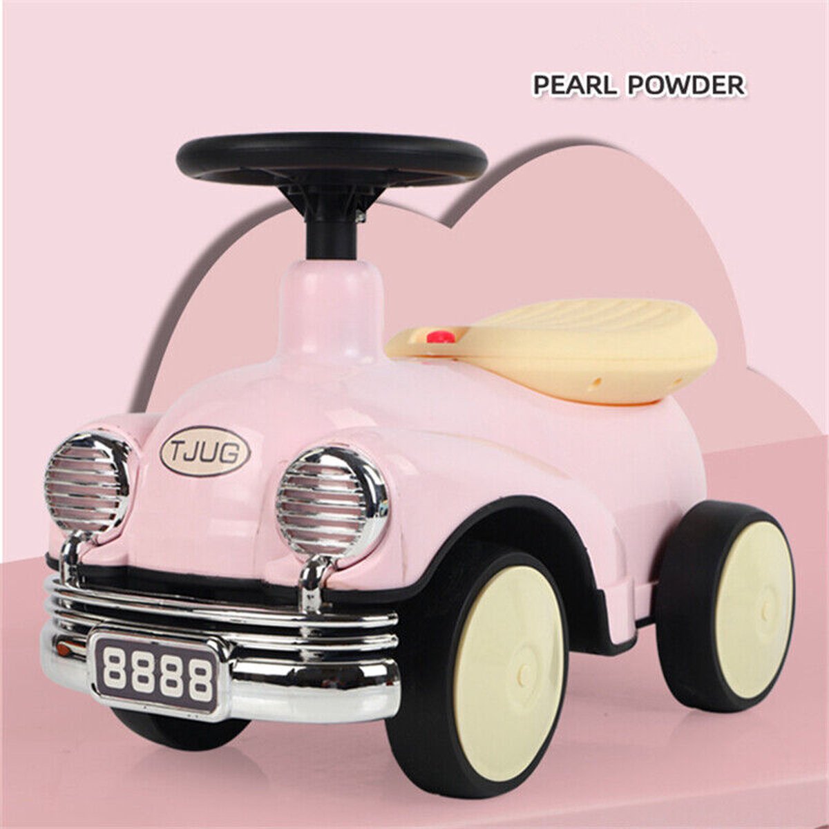 Buxibo Retro Loopauto | Loopwagen voor Jongens & Meisjes | 1-3 jaar | Duurzaam | Veilig | Stimuleert Motorische Vaardigheden | Roze - 58x29x38cm (8720701735187)