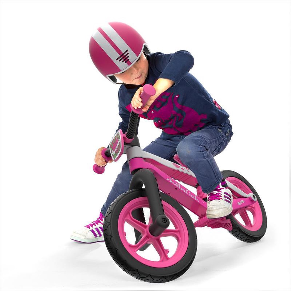 Chillafish BMXie 2 - lichtgewicht funky loopfiets met 12 RubberSkin banden en voetrem, Roze (5425029651173)