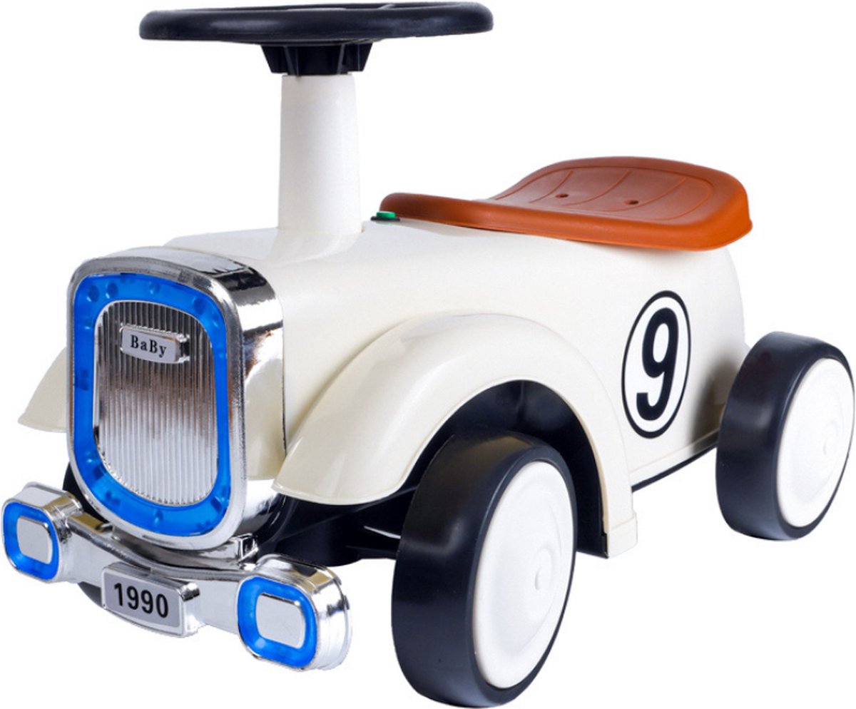 Buxibo Retro Loopauto Truck | Loopwagen voor Jongens & Meisjes | 1-3 jaar | Duurzaam | Veilig | Stimuleert Motorische Vaardigheden | Wit - 58x29x38cm (8720701735279)