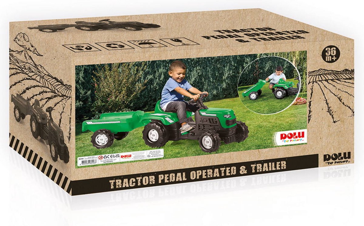 Dolu Ranchero Groen Traptractor met Aanhangwagen 8246 (8690089082466)