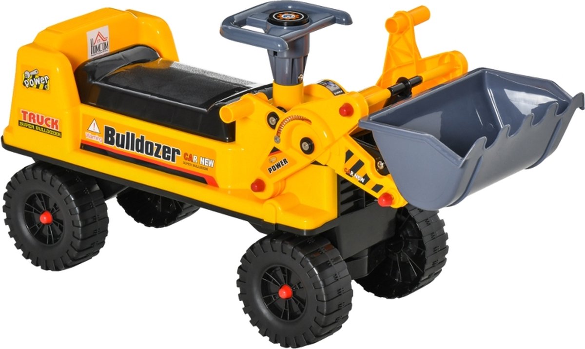 Graafmachine speelgoed - Loopauto - Loopwagen - Bulldozer - geel/zwart/grijs - 70 x 26 x 37 cm (8720955360883)