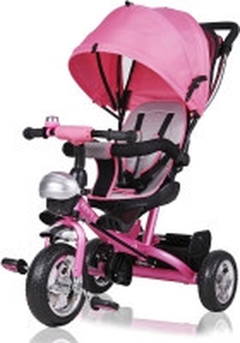 Kinderfiets/driewieler - Roze - Duwstang - klapdak - opklapbare voetsteun - incl. mandje (4250525376739)