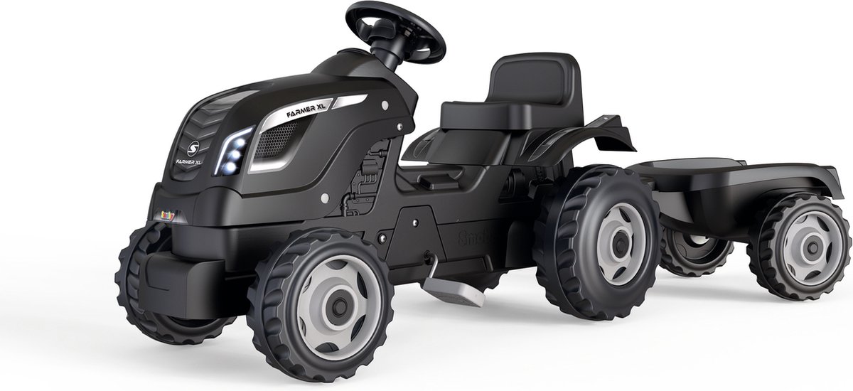 Smoby Farmer XL Black tractor + trailer (3032167101310)