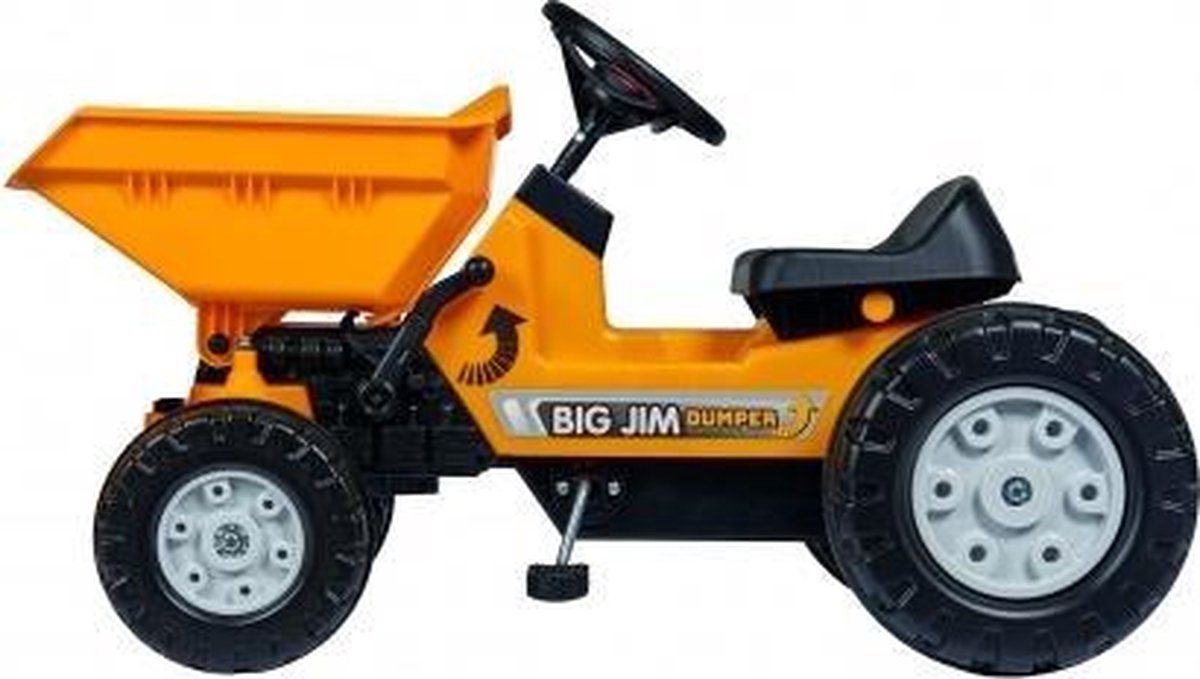 Big - Jim Dumper Traptractor, Kiepwagen, vanaf 3 jaar, geel, driespaaks stuur, mechanische claxon (4004943565684)