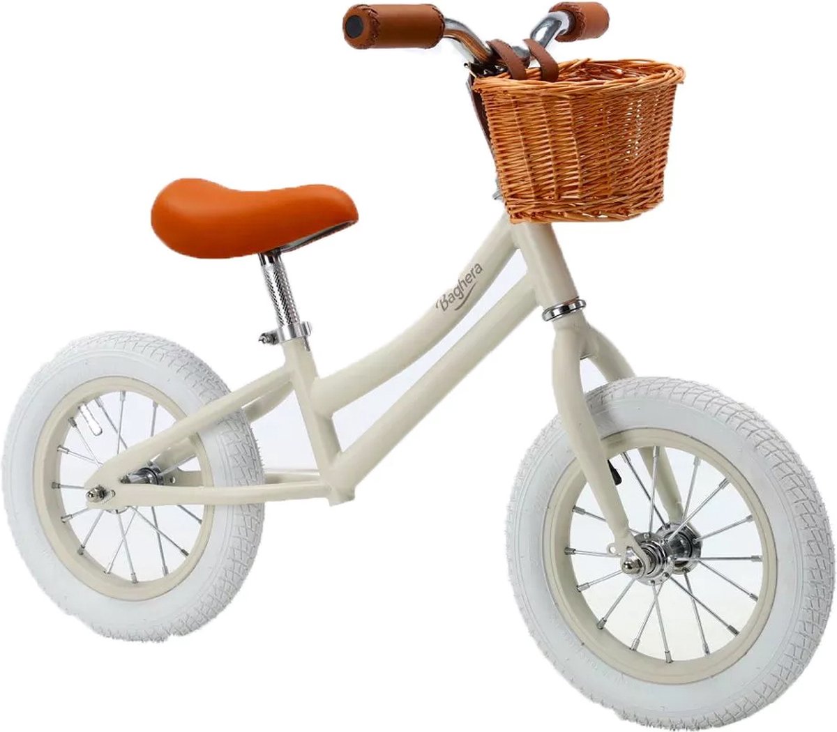 Baghera Retro Loopfiets Ivory White - kinderloopfiets met helm (3474230008674)