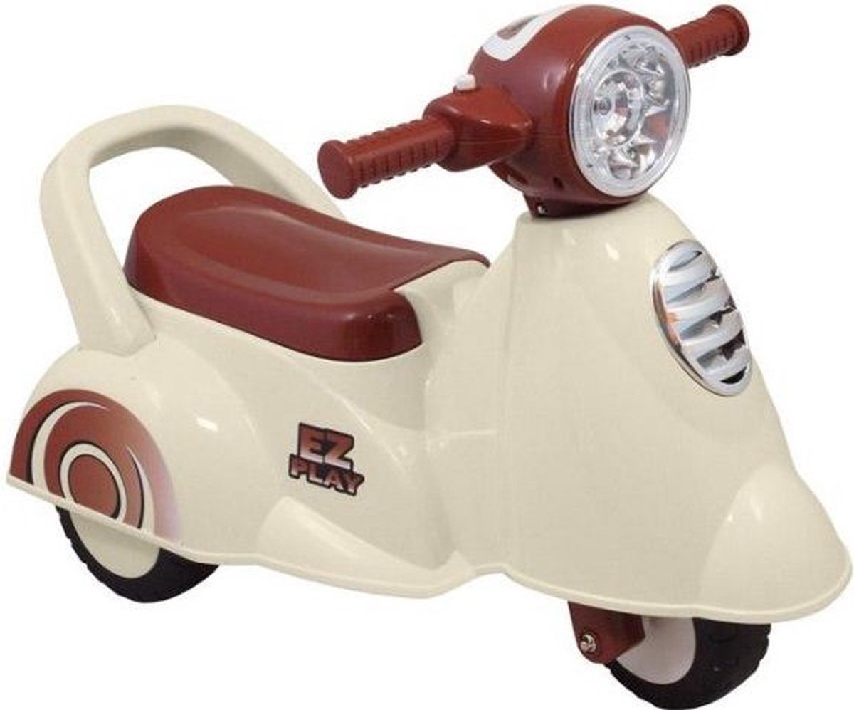 Eco Toys Retro Loopscooter - Wit - Looptrainer met muziek en claxon (8719425381169)