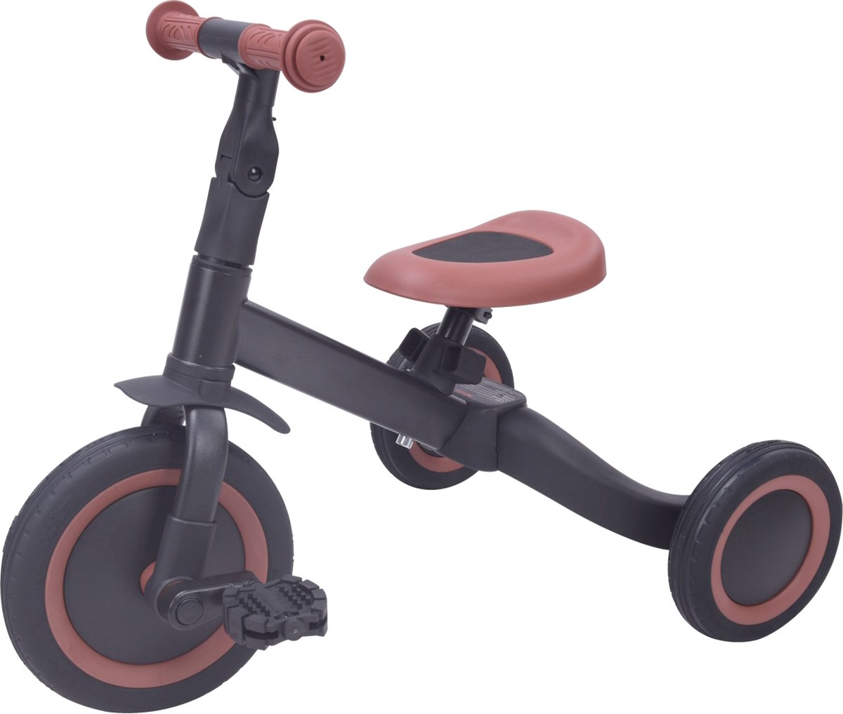 Topmark 4 in1 Driewieler - Loopfiets - Balance Bike - Kaya - Zwart-Bruin (8717154587319)