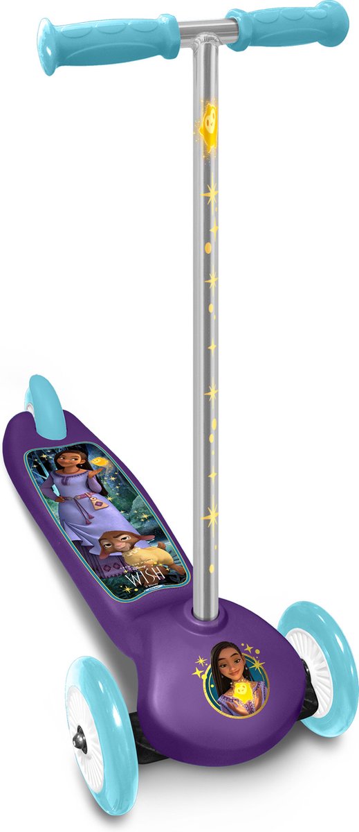 Disney Wish 3-wiel Kinderstep - Met Voetrem - Paars/lichtblauw (3496274670457)