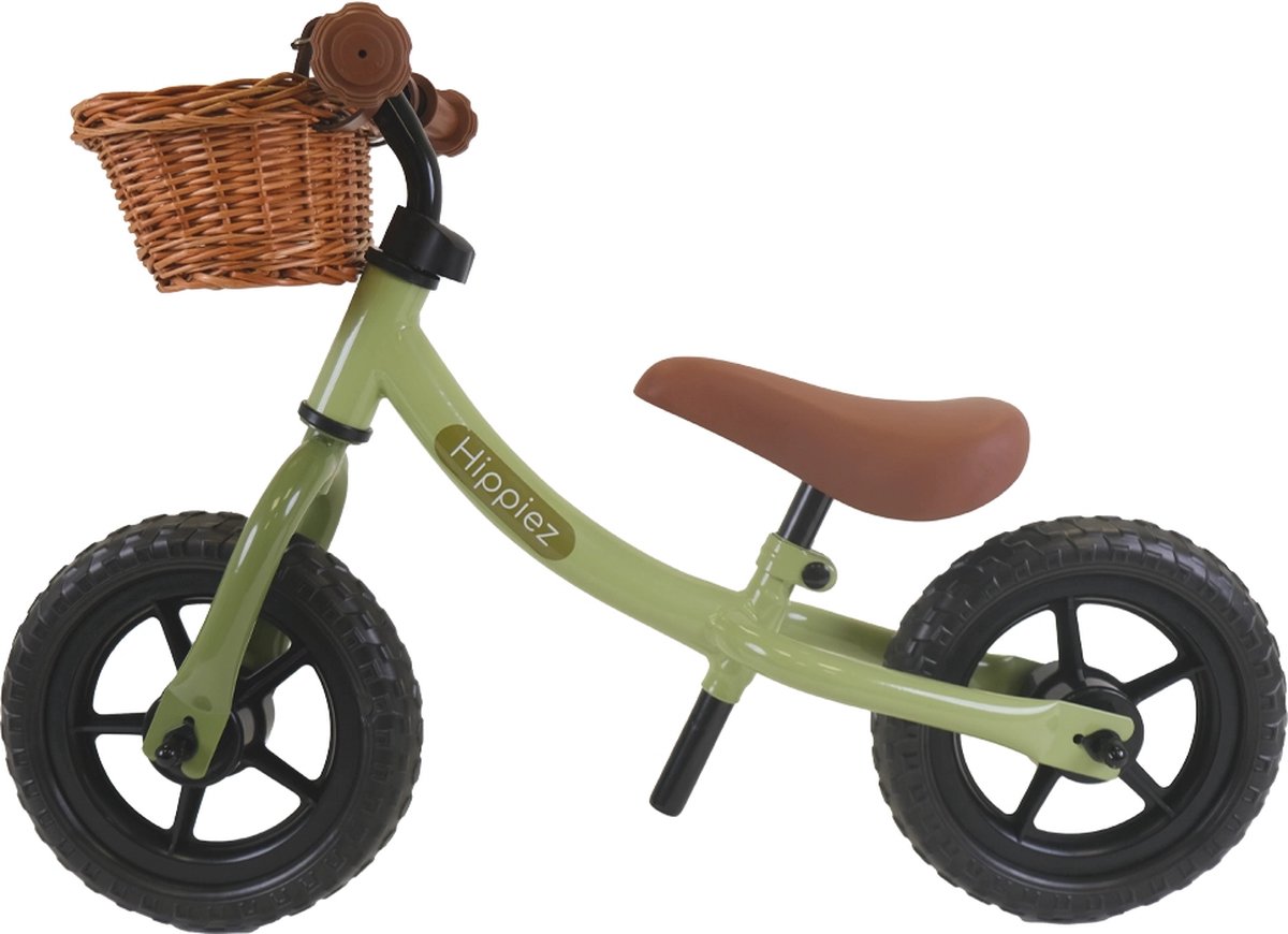 Hippiez loopfiets Worker Old Green met mandje - 2 jaar - jongens en meisjes - metaal - groen (8720908930279)