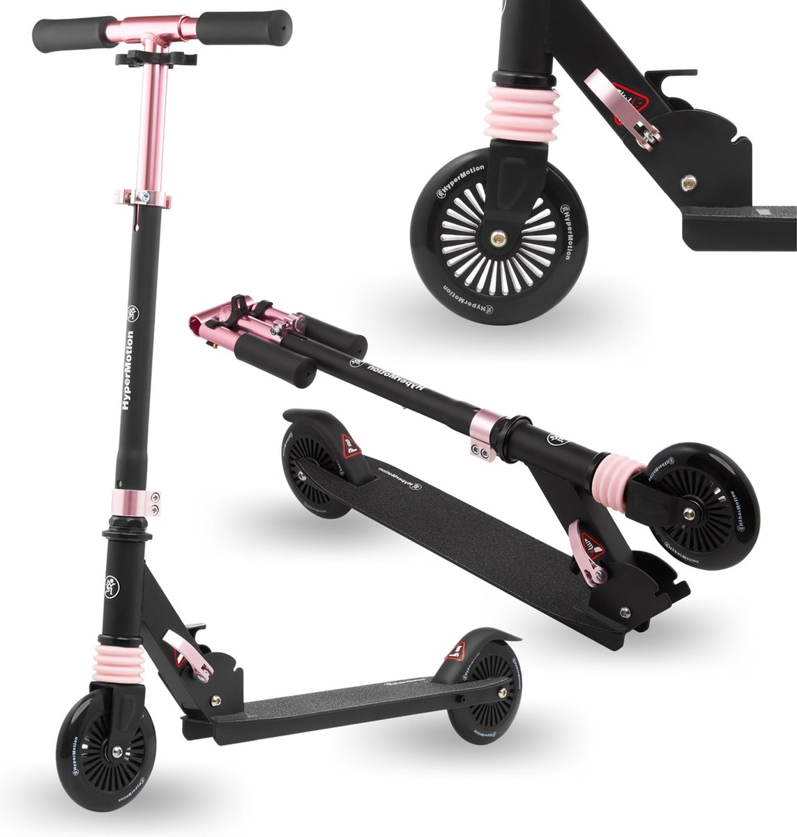 HyperMotion WALLY scooter voor kinderen van 4-9 jaar, opvouwbare tweewielige scooter met schokdemper, verstelbaar stuur, rubberen wielen, 125 mm (5900168935891)