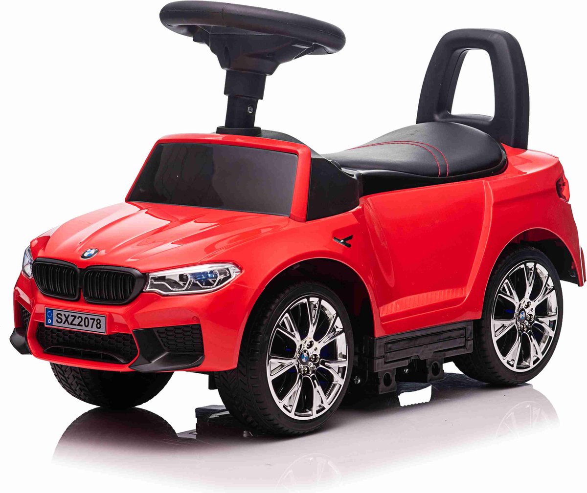 Bogi luxe loopauto - loopwagen - Babywalker - BMW M5 - Leren zitje - Luxe uitvoering - Goede kwaliteit - Rood (8785294034611)