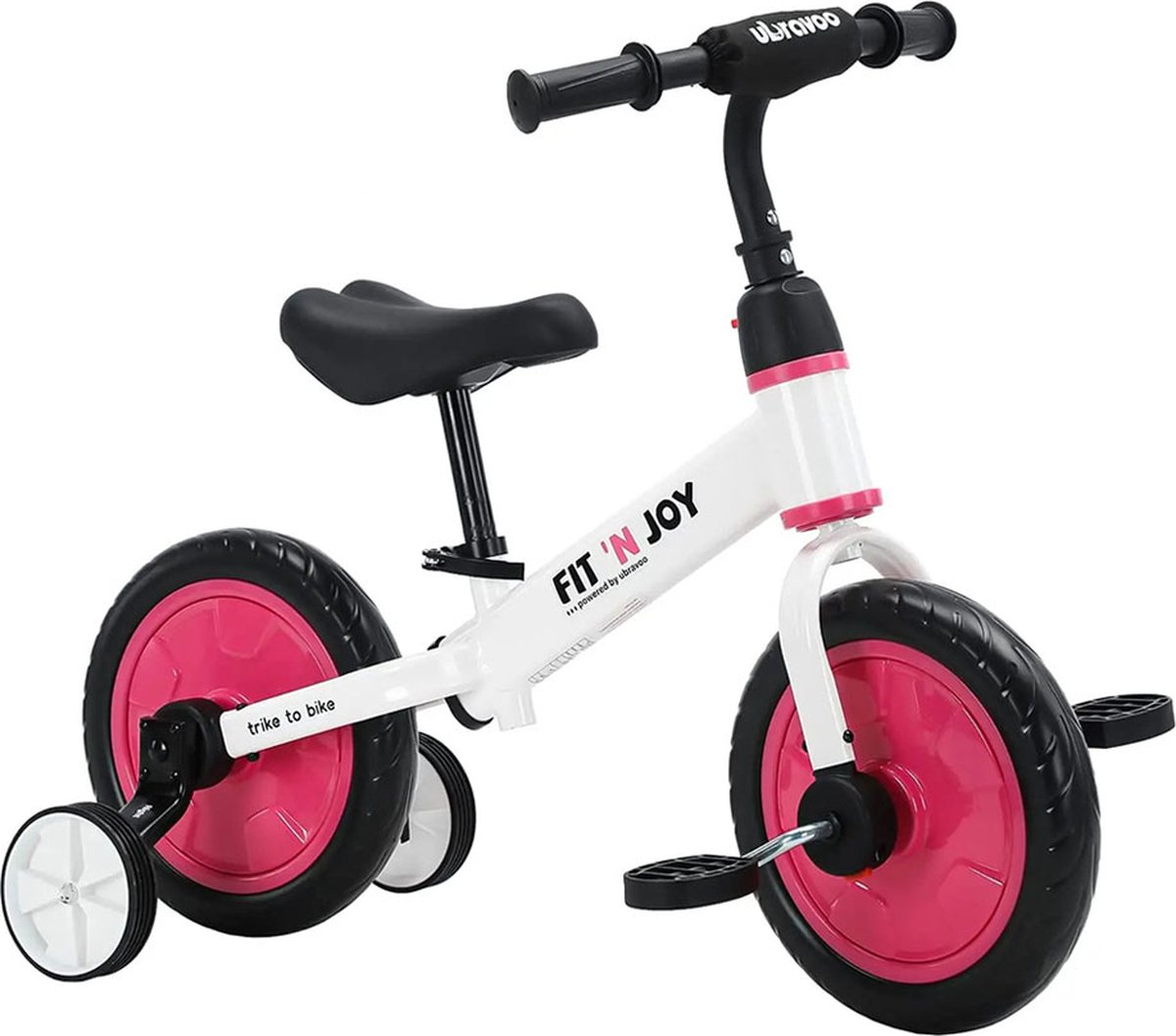 Gran Vida® - 4-in-1 Loopfiets - Met Pedalen & Zijwieltjes - 2-6 Jaar - Wit (6150610342398)