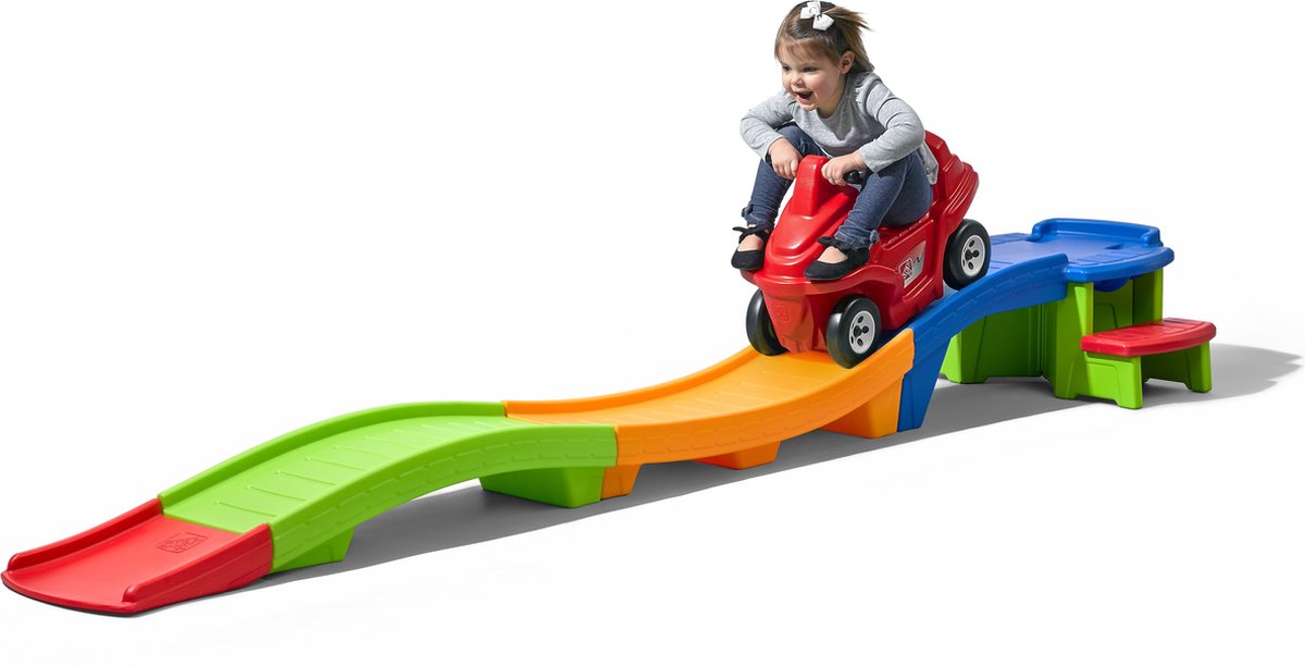 Step2 Up & Down Roller Coaster Rapid Ride & Hide Edition - Kinderachtbaan met loopauto - 2,74m achtbaan voor kinderen met speelgoed auto (0733538405190)