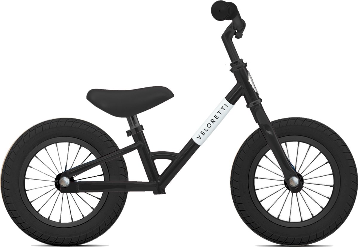 Veloretti Mini loopfiets - 12 inch - Zwart - 2-4 jaar (6011647391325)