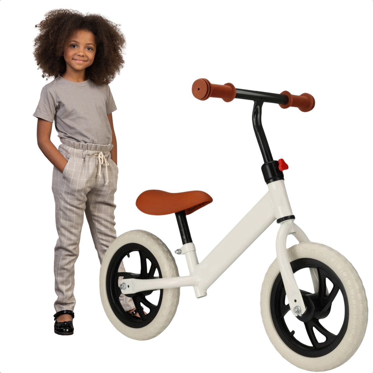 Cheqo® Witte Loopfiets voor Kinderen 1-4 Jaar - Kindvriendelijk - EVA-banden - Geschikt voor Kinderen van 80-120 cm - Lichtgewicht Design (8721046051635)