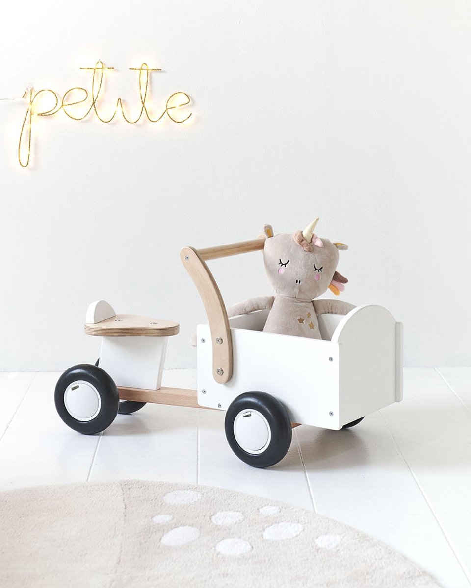 Petite Amélie ® Loopfiets - Loopbakfiets - Kinderfiets - Houten - Vanaf 1 jaar - Stimuleert motoriek & balans - Wit (8720828246139)