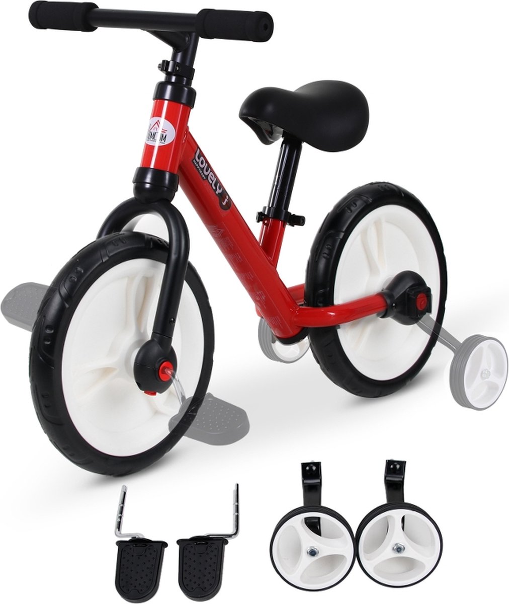 Loopfiets in hoogte verstelbaar - Kinderfiets - Speelgoed - Rood - 85 x B36 x H54 cm (8720955362245)