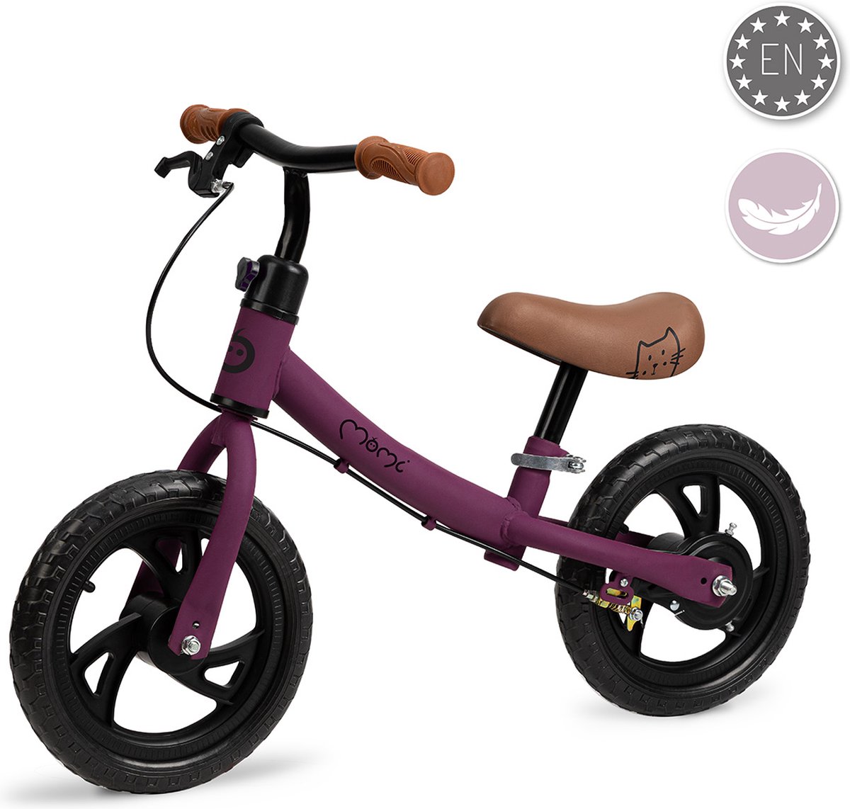 MoMi Breki Loopfiets met handrem - Lichtgewicht Balance Bike - geschikt vanaf 3 jaar - Paars (5900495056399)