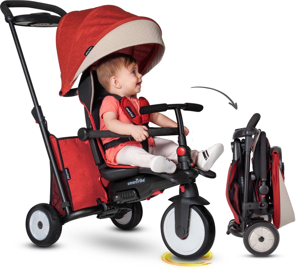 SmarTrike STR5 - Driewieler met Duwstang - Rood - Opvouwbaar (4895211402226)