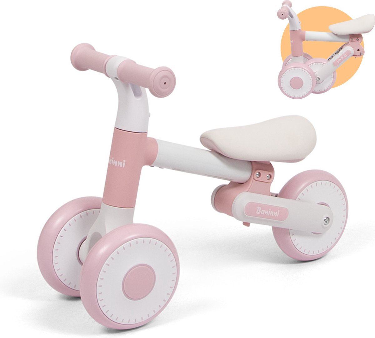 Baninni Opvouwbare Loopfiets 1 - 3 Jaar Azura Roze - Wit (5404016487322)