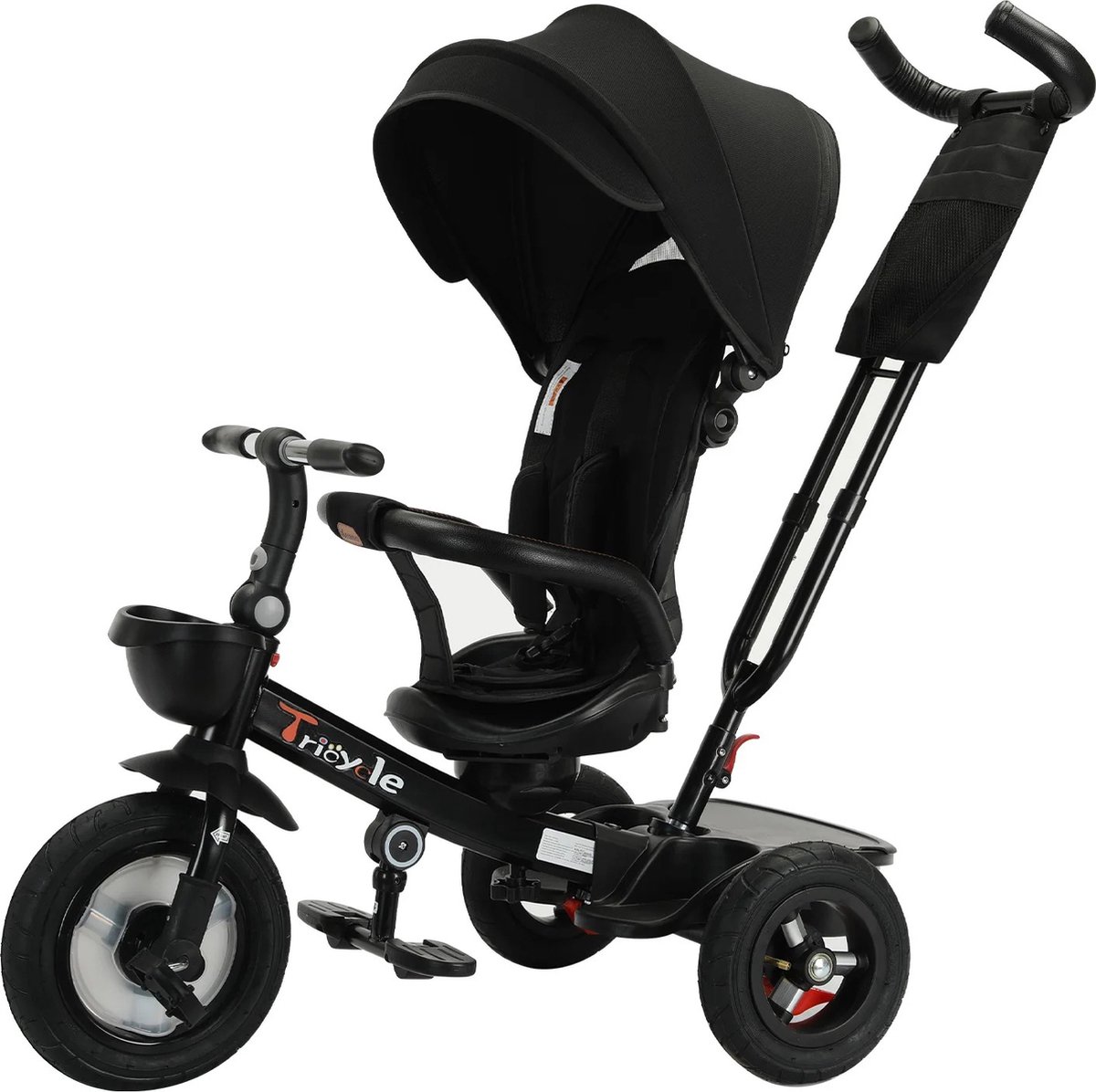 Coco® - Kinderwagen Driewieler Fiets - Met Duwstang - 360 Graden Rotatie - Zwart - Hoge Kwaliteit - 6 in 1 (6150500107144)