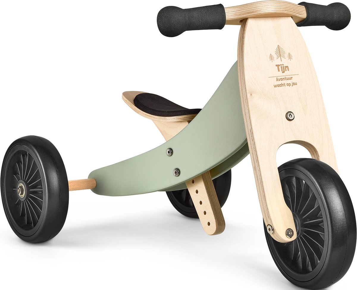 Gepersonaliseerde Houten Driewieler Kinderen met naam - Peuter Loopfiets Driewielers - Kinderfiets met Gravure - Mini Loop Kinder Fiets (4251217117753)