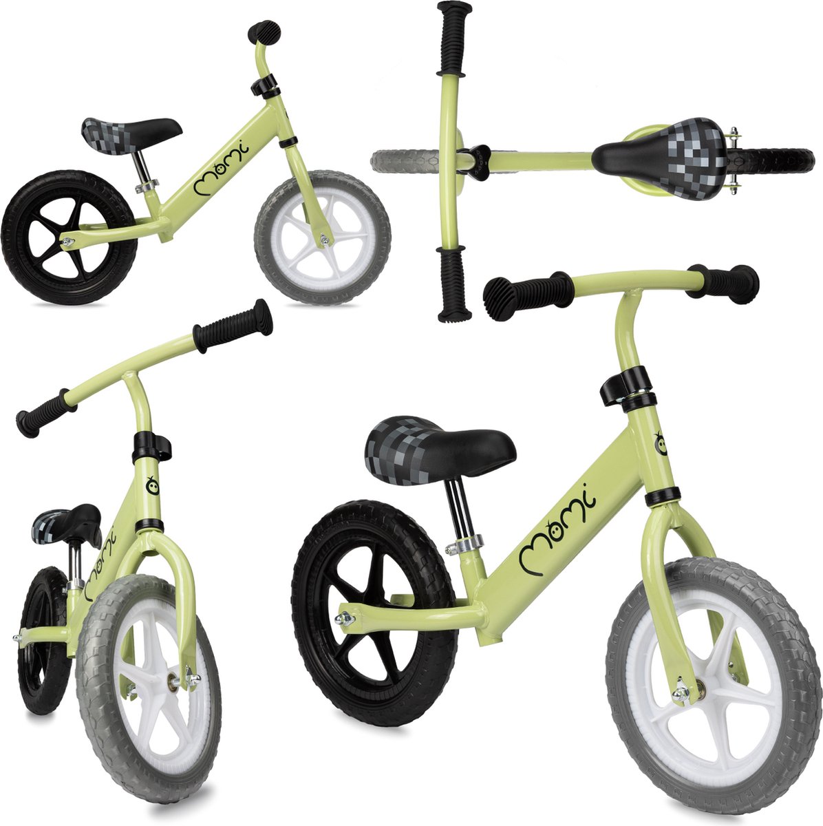 MoMi Fleet Loopfiets - Lichtgewicht Balance Bike - geschikt vanaf 3 jaar - Groen (5907457711006)