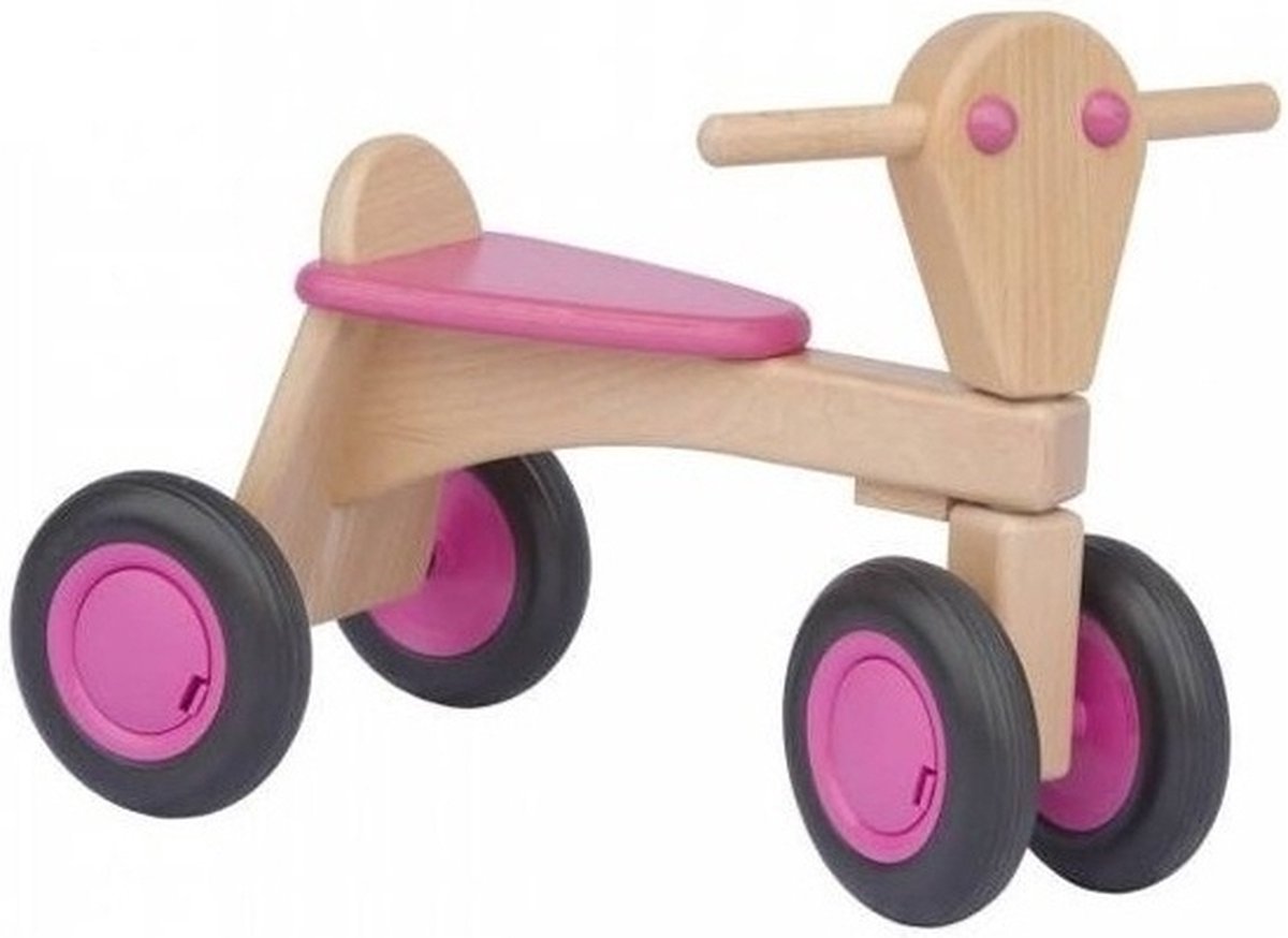 Van Dijk Toys Houten Loopfiets - Loopfiets - Unisex - Roze (8718591210655)