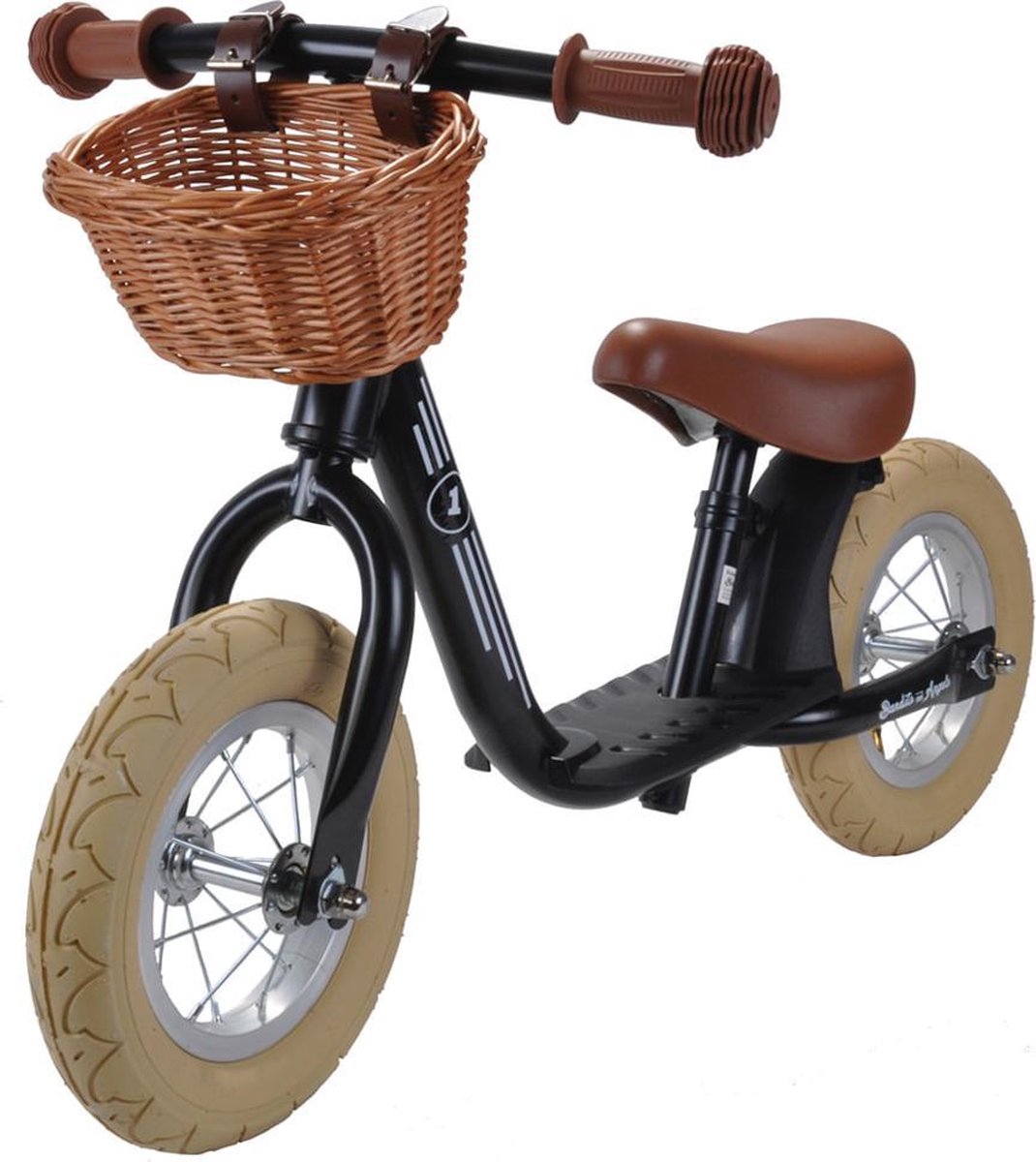 Bandits & Angels loopfiets Starter retro zwart met mandje - 2 jaar - jongens en meisjes - metaal - zwart (8719558084821)