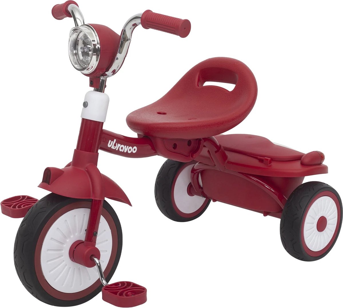 Kanyu® Driewieler - Rood - Opvouwbaar - 1-5 jaar - Met Pedalen - Unieke PU Wielen - Schokabsorberend - Unieke koplamp (6150713147142)