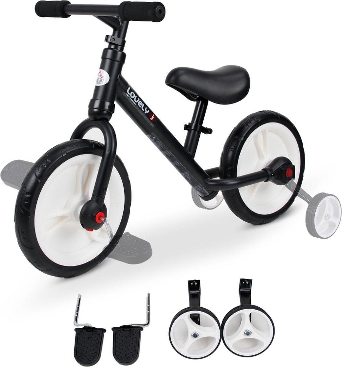 Loopfiets in hoogte verstelbaar - Kinderfiets - Speelgoed - Zwart - 85 x B36 x H54 cm (8720955362238)