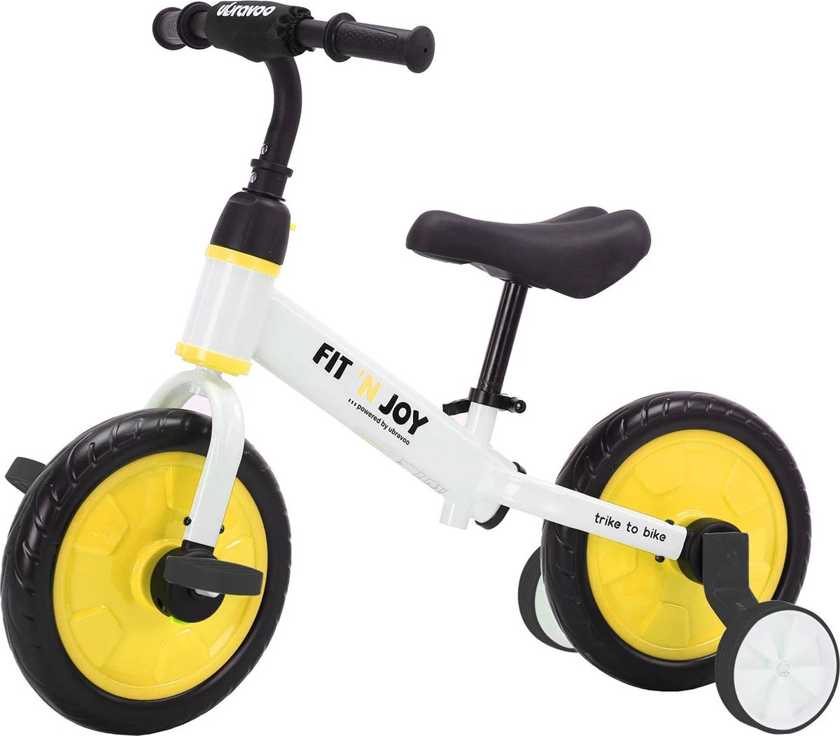 NOEA - Loopfiets - 4-in-1 - Kinderfiets - Peuterfiets - Maximaal Gewicht 30kg - Geschikt voor Kinderen 2 tot 5 Jaar - Geel/Wit (9503463137180)